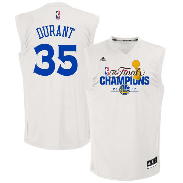 Maillot Golden State Warriors Homme Kevin Durant 35 adidas Blanc